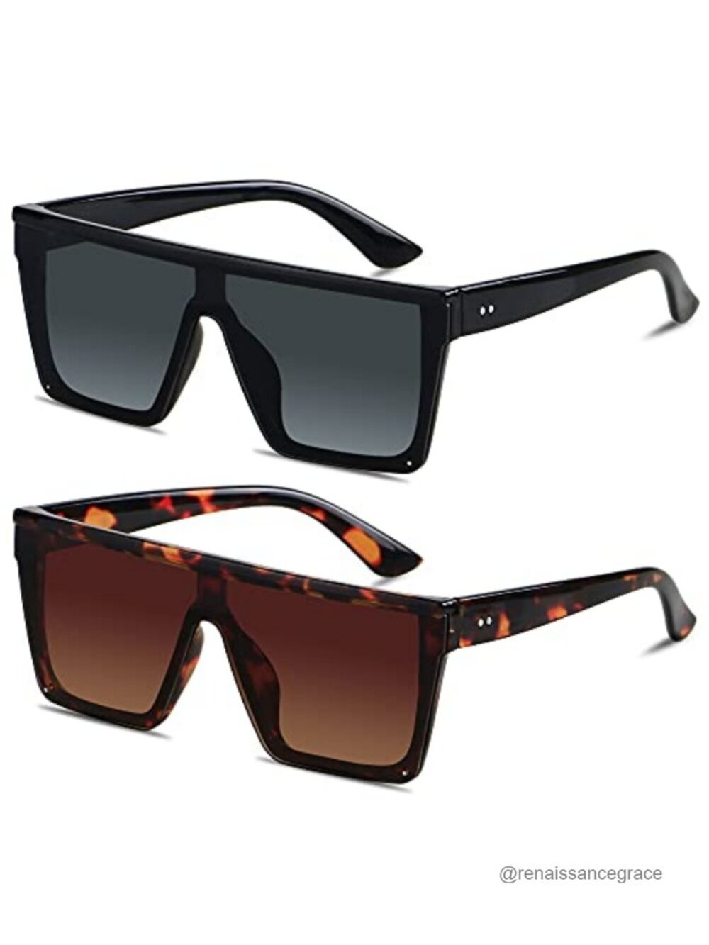 Oversized Square Flat Top Sunglasses UV400 Women Men Big